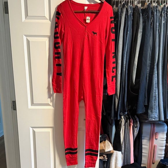 PINK Victoria's Secret Bright Red Onesie - Picture 1 of 3